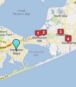 Map of Hampton Bays, NY hotels
