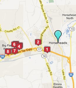 Map of Horseheads, NY hotels