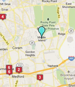 Map of Middle Island, NY hotels