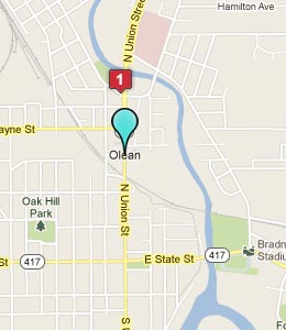 Map of Olean, NY hotels