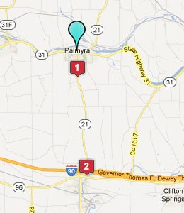 Map of Palmyra, NY hotels