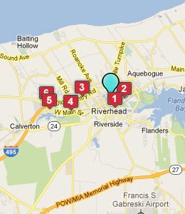 Map of Riverhead, NY hotels