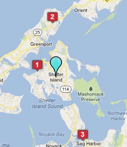 Map of Shelter Island, NY hotels
