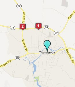 Map of Ticonderoga, NY hotels