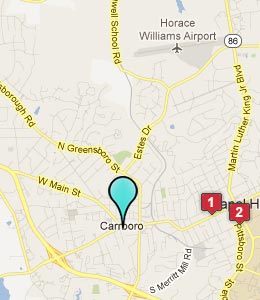 Map of Carrboro, NC hotels