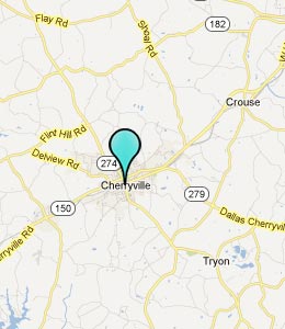 Map of Cherryville, NC hotels