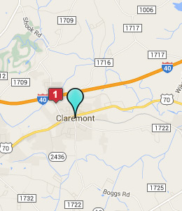 Map of Claremont, NC hotels