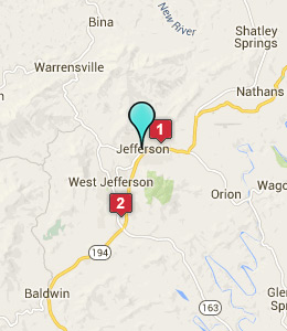 Map of Jefferson, NC hotels