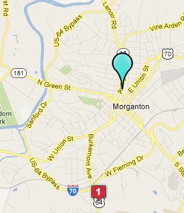 Map of Morganton, NC hotels