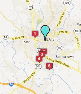 Map of Mount Airy, NC hotels
