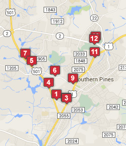 Map of Pinebluff, NC hotels