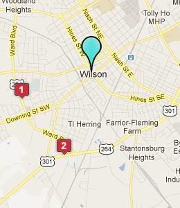 Map of Wilson, NC hotels