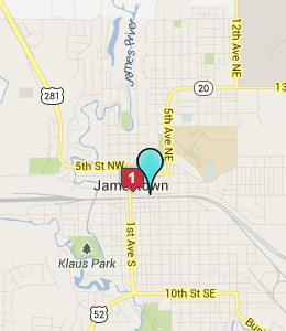 Map of Jamestown, ND hotels