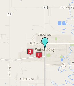Map of Watford City, ND hotels