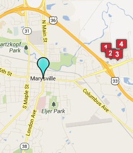 Map of Marysville, OH hotels