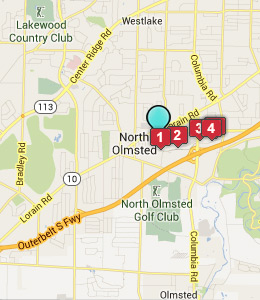 Map of North Olmsted, IN hotels