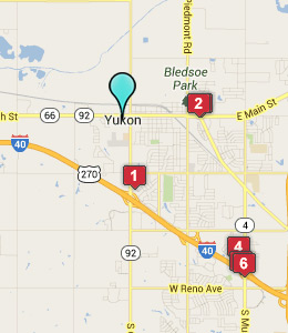 Map of Yukon, IN hotels