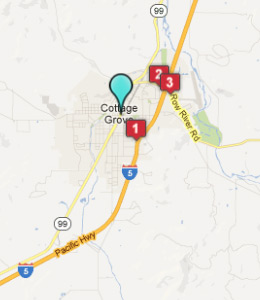 Map of Cottage Grove, OR hotels