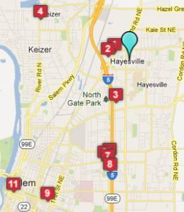 Map of Hayesville, OR hotels