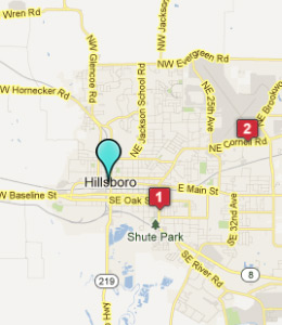 Map of Hillsboro, OR hotels