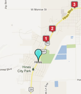 Map of Hines, OR hotels
