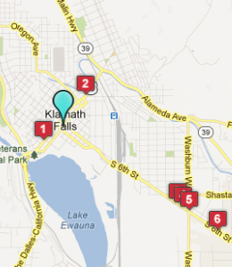 Map of Klamath Falls, OR hotels