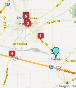Map of Stanfield, OR hotels