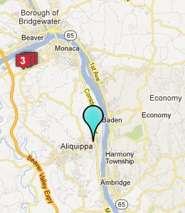 Map of Aliquippa, PA hotels
