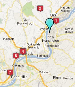 Map of Arnold, PA hotels