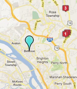 Map of Bellevue, PA hotels