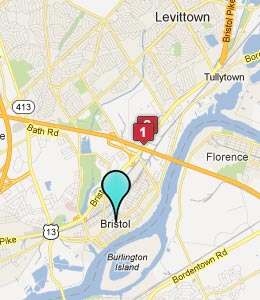 Map of Bristol, PA hotels