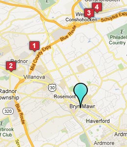 Map of Bryn Mawr, PA hotels