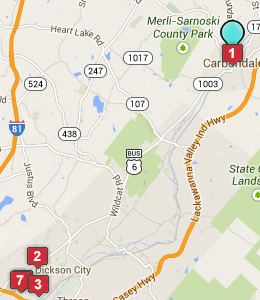 Map of Carbondale, PA hotels