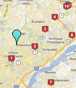 Map of Cheltenham, PA hotels