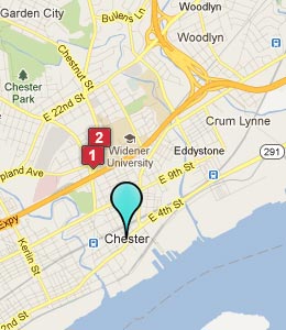 Map of Chester, PA hotels