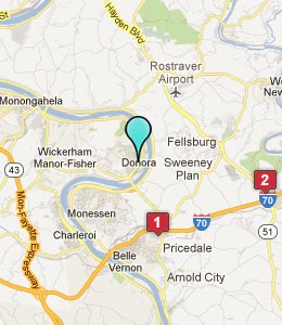 Map of Donora, PA hotels