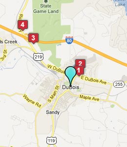 Map of DuBois, PA hotels