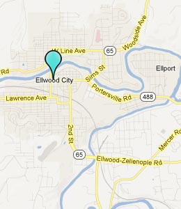 Map of Ellwood City, PA hotels