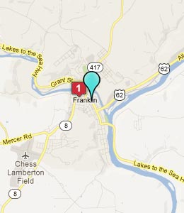 Map of Franklin, PA hotels
