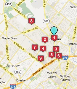 Map of Horsham, PA hotels