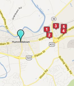 Map of Hummelstown, PA hotels