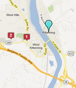 Map of Kittanning, PA hotels