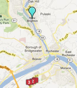 Map of New Brighton, PA hotels