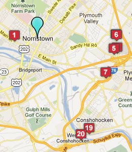 Map of Norristown, PA hotels