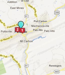 Map of Pottsville, PA hotels
