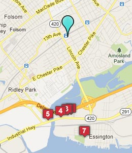 Map of Prospect Park, PA hotels