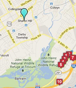 Map of Sharon Hill, PA hotels