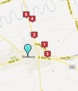 Map of Strasburg, PA hotels
