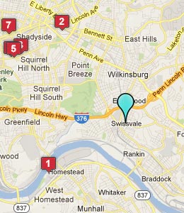 Map of Swissvale, PA hotels