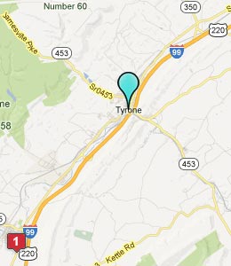 Map of Tyrone, PA hotels